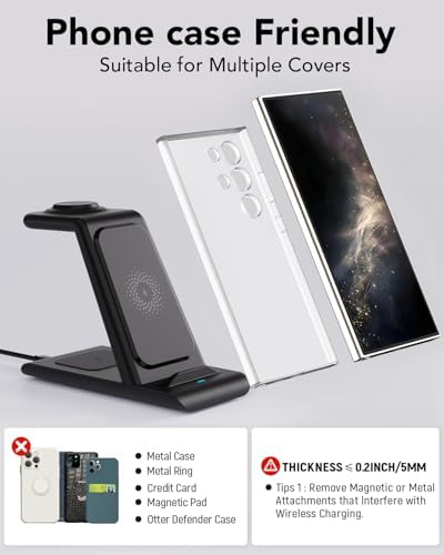 Ultimate 3 in 1 Wireless Charging Station for Samsung Devices – Fast Charge Galaxy Watch 7/6/5/Pro, Galaxy S25/Edge/Ultra/S25+/S24/S23/Note 20/10, Z Flip 7/6, and Fold 7/6 with Galaxy Buds 3/2/Pro/Live – Sleek, Space-Saving Design for Efficient Multi-Device Powering and Enhanced Compatibility
