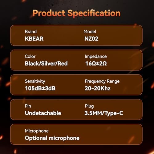KBEAR NZ02 Professional Wired Gaming Earbuds – Cutting-Edge In-Ear Monitors with Dual Magnetic Circuit for Superior Bass and Crystal-Clear Audio – Ergonomically Designed for Gamers, Musicians, and Professionals – TYPE-C Connectivity for Effortless Device Compatibility – Durable Build for Long-lasting Performance and Immersive 3 D Sound Experience