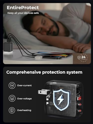 65 W Ga N III USB-C Charger – 3-Port Fast Charging Block with PPS PD 3.0 Technology for Mac Book Pro, i Pad Pro, i Phone 16/15/14/13, Apple Watch, Galaxy S24, and Pixel – Compact, Foldable Design for Ultimate Portability and Efficiency