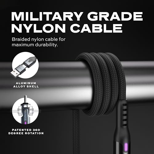 Statik Power Pivot 12 W USB-C Cable – 6 FT Right-Angle Design with 360-Degree Rotating Head for Seamless Charging & Data Transfer, Ideal for Home & Office Setup, Compatible with Smartphones, Tablets, and Laptops, Premium Durability & Flexibility for Enhanced Convenience and Performance