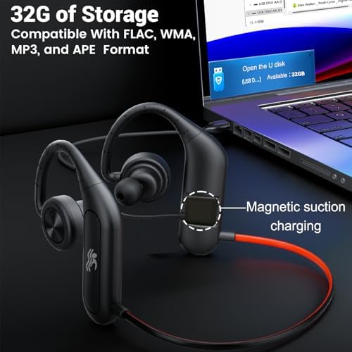 Revolutionize Your Fitness Routine with IPX8 Waterproof Bluetooth 5.4 Earbuds Featuring 32 GB MP3 Player – 18-Hour Playtime for Uninterrupted Motivation During Swimming, Cycling, and Workouts – Superior Sound Quality for Active Lifestyles