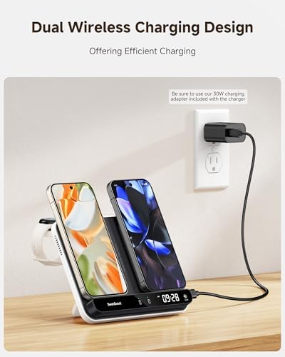 Swan Scout 710 G2 Dual Wireless Charging Station – Fast Charge Hub for Google Pixel 9 a/9 Pro/9/8 Pro/8/7, Pixel Watch 3/2, Fitbit Versa 4/3/Sense 2/ACE LTE & Pixel Buds Pro 2 – Compact Design with Intelligent Temperature Control for Effortless Device Management