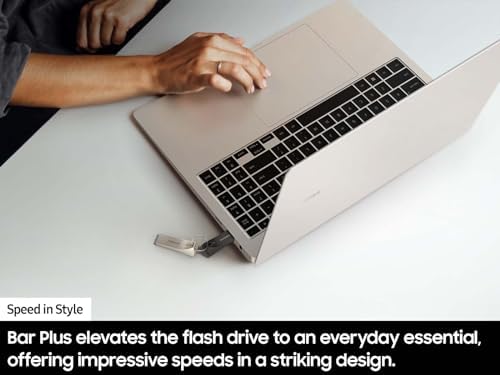 SAMSUNG BAR Plus 128 GB USB 3.1 Flash Drive – Ultra-Fast 400 MB/s Data Transfer, Rugged Metal Design for Maximum Durability, Ideal for Photos, Videos, and Music Storage, Enhanced Compatibility Across Devices, Sleek Titan Grey Finish