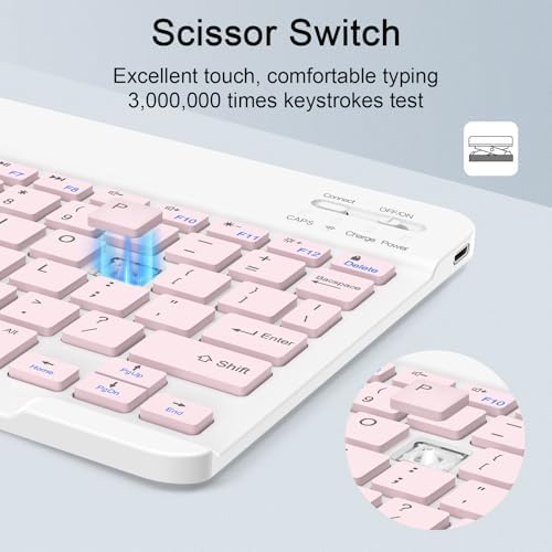 Sleek Wireless Keyboard and Mouse Combo – Rechargeable Bluetooth & 2.4 GHz USB for i Pad, Smartphone, PC & Laptop – Ergonomic Design for Ultimate Comfort in White – Elevate Your Workspace Efficiency!