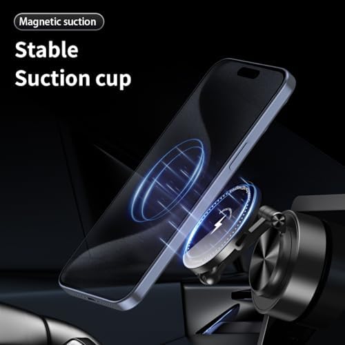Vacuum Suction Phone Mount, 360 Car Magnetic Phone Holder, Wireless Charging Vacuum Suction Phone Holder, Magnetic Suction Phone Mount (027) – Enhanced Compatibility and Speed