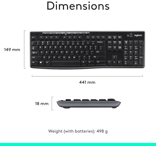 Logitech K270 Wireless Keyboard – Full-Size, 2.4 GHz Connectivity, 8 Multimedia Keys, 2-Year Battery Life, Stylish Rose Color for PCs and Laptops – Ultimate Comfort and Reliability for Productive Workspaces