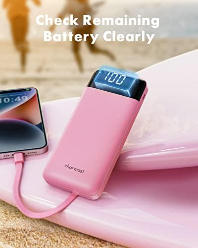 Sleek 10,000 m Ah Multi-Device Portable Charger with Built-In Cables – High-Speed 3 A Power Bank for i Phone, Samsung, Pixel, LG, Moto, i Pad – Ultimate Travel Essential with 6 Outputs for Effortless Charging on the Go