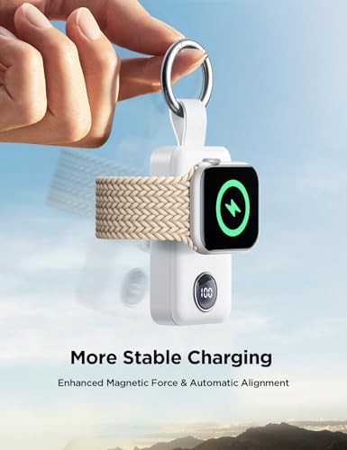 JOYROOM 2000 m Ah Magnetic Wireless Charger for Apple Watch – Compact Keychain Travel Essential for Series 10-2 with Enhanced Speed and Durability, Sleek Black Design for On-the-Go Power Solutions