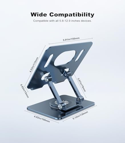 Revolutionary 360-Degree Swivel Tablet Stand – Adjustable, Multi-Functional Holder for i Pad Pro, Air, Mini & More (Sleek Silver) – Experience Unmatched Versatility and Stability for Streaming, Drawing, and Browsing