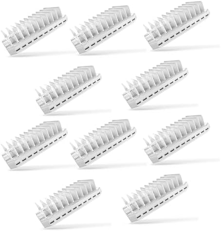 Unitek 10-Port USB Charging Station: Smart IC Technology for Fast, Organized Device Charging with Adjustable Dividers – Ideal for i Pads, Tablets, Kindles & i Phones in Home or Office Settings