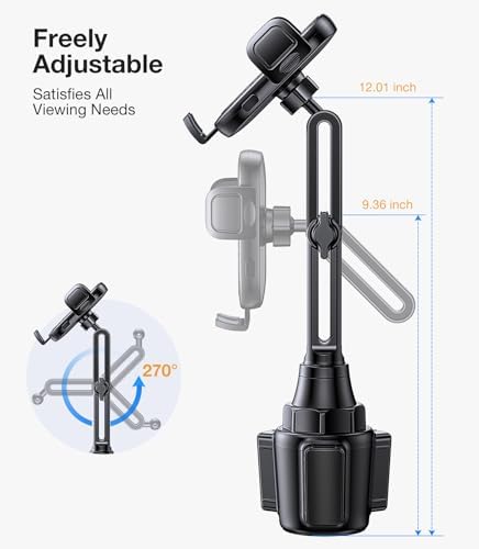 Cup Holder Cell Phone Holder for Car Mount, Car Cup Phone Holders for Your Car Phone Holder, Trucks, SUVs, Compatible with iPhone 16 15 14 13 Plus Pro Max Galaxy S24 All 4-7” Phone – Enhanced Compatibility and Speed