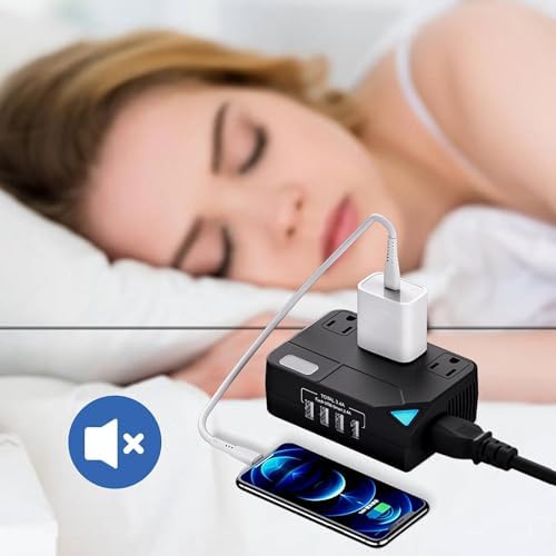 Global Travel Power Adapter – 250 W Voltage Converter from 220 V to 110 V with 4 Fast-Charging USB Ports – Compact, Durable Design for Effortless International Connectivity and Device Protection