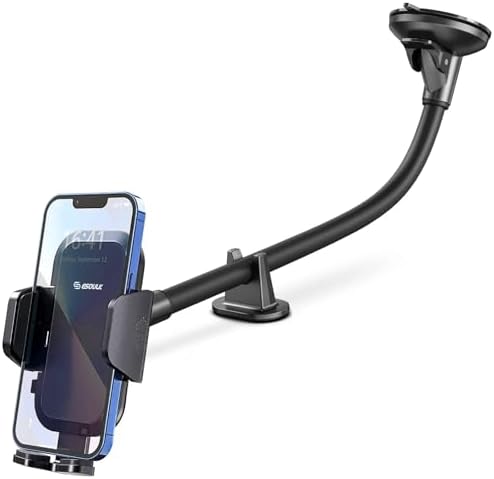 Esoulk Secure Grip 360° Rotating Car Phone Holder with Strong Suction Cup & Adjustable Long Arm – Universal Compatibility for i Phone, Samsung, Android & GPS – Enhanced Safety & Convenience for Drivers