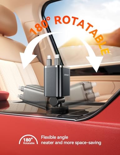 JOYROOM Ultra-Compact 84 W Retractable Car Charger – Fast USB-C Charging for i Phone 12-16 | Travel Essential Car Adapter for Quick Device Power-Up | Sleek Design, Tangle-Free Cable, Perfect Gift for Men & Women