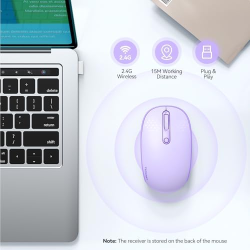 TECKNET 2.4 GHz Wireless Mouse – Ultra-Quiet & Portable Computer Companion with Adjustable DPI, USB Receiver, and Ergonomic Design for Seamless Use Across Chromebook, Laptop, PC & Mac – Enhance Productivity Effortlessly