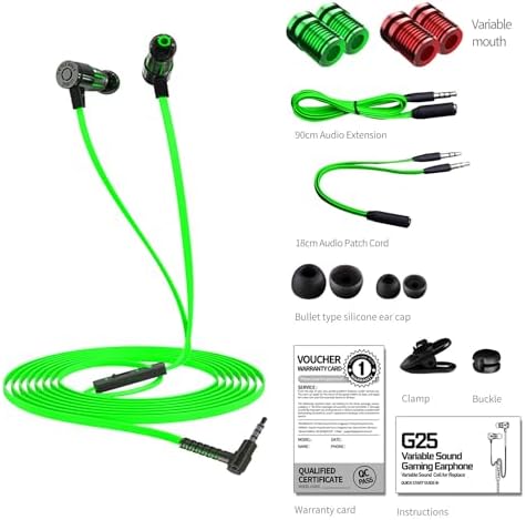 G25 High-Fidelity Gaming Earphones with Adjustable Microphone – In-Ear Noise Isolation Headset for Unmatched Audio Clarity – Ideal for PC, Console & Mobile Gaming – Ergonomically Designed for Comfort During Extended Play Sessions and Enhanced Team Communication