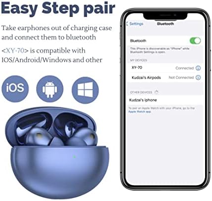 Revolutionary Wireless Bluetooth TWS Earbuds XY-70 – 24-Hour Playtime with Advanced ANC & ENC Noise Cancellation for Unmatched Audio Clarity – Ergonomically Designed for Comfort and Versatility in Blue – Quick Charge for All-Day Listening Freedom