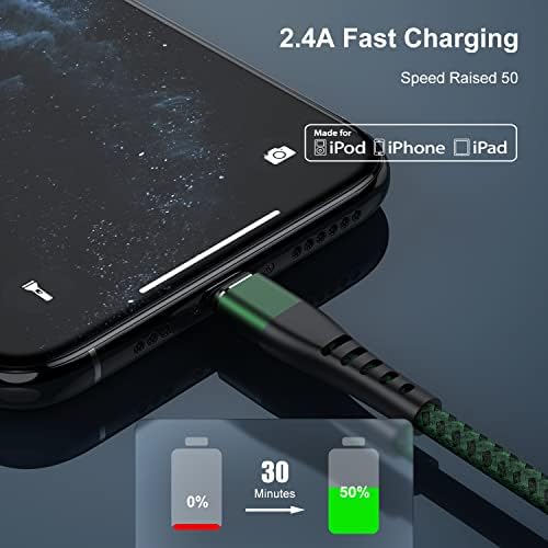 Essri 10 FT Nylon Braided i Phone Charger Cord 2-Pack – Fast Charging Lightning Cable for i Phone 14, 13, 12, 11, X, XS, XR, and 15 – Durable Blue 10 Foot Charging Solution for Ultimate Convenience and Style