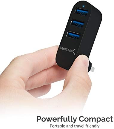 SABRENT Ultra-Compact 3-Port Aluminum USB 3.0 Hub with 90°/180° Rotatable Design – High-Speed Data Transfer & Ultimate Versatility for Effortless Connectivity on the Go