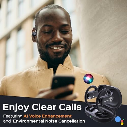 TREBLAB X-Open True Open Ear Wireless Earbuds – Ultra-Lightweight Bluetooth Sports Headphones with 40-Hour Playtime, Secure Behind-Ear Design for Active Use, Immersive Sound Quality, Dual Microphone for Clear Calls, Ideal for Running and Intense Workouts, Enhanced Comfort and Seamless Device Compatibility