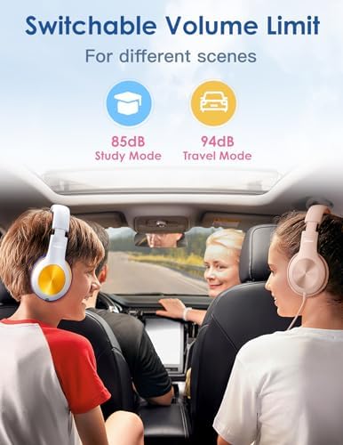 Premium Kids Over-Ear Headphones with Built-In Microphone – Safe Volume Control, Lightweight Dark Green Design for Online Learning & Travel, HD Sound Quality, Collaborative Audio Sharing Feature for Enhanced Learning Experiences