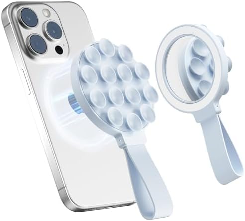 Mag Safe-Compatible Silicone Suction Cup Phone Mount with Integrated Mirror for Effortless Selfies and Video Calls – Hands-Free i Phone Accessory in Chic Pink for Ultimate Convenience and Versatility
