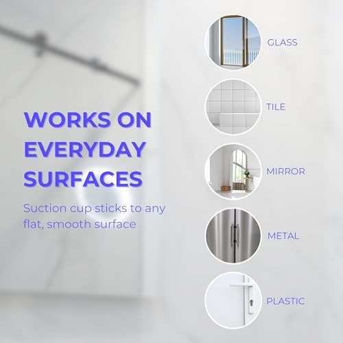 hula+ Phone Holder Portable Mount, Reusable Stand for Shower, Mirror, Kitchen, Window, & Bathroom, Adjustable Rotation for Content, TikTok, Instagram, Movies, Music (Double Suction) – Enhanced Compatibility and Speed