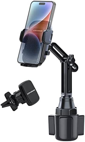 Dual Device Car Cup Holder Mount – Flexible Neck & 360° Rotatable Cradle for Enhanced Navigation – Universal Fit for i Phone, Samsung & GPS – Perfect for Hands-Free Convenience on the Road