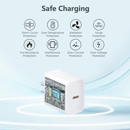 20 W USB-C Fast Charger with 10 FT Cable for Ultimate Device Compatibility – Efficient Charging Solution for Air Pods Pro 2, Air Pods Max 2, and i Phone 15/16 – High-Performance Wall Adapter for Unmatched Flexibility and Rapid Power Delivery