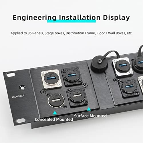 PENGLIN USB 3.0 Waterproof Socket Coupler – 2 PCS D-Type Panel Mount Female-to-Female Connector for High-Speed Data Extension, Solderless Installation, Ideal for Outdoor Use and Industrial Applications, Durable and Reliable Signal Adapter