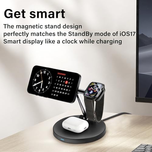 Ultimate 3-in-1 Apple Device Charging Station: Fast Magsafe Wireless Charger for i Phone 16/15/14/13/12, Air Pods & i Watch – Compact Nightstand & Desk Dock with 18 W USB-C Power Supply for Enhanced Efficiency and Organization