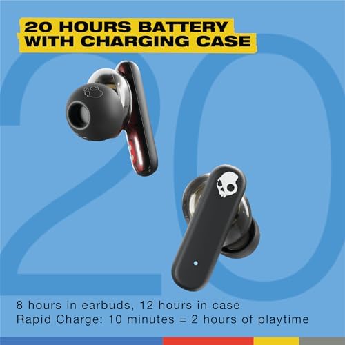 Skullcandy Smokin’ Buds Wireless Earbuds – Premium Bluetooth Headphones with Enhanced Noise Isolation, 20-Hour Playtime, IPX4 Sweat-Resistant Design – Ideal for Fitness Enthusiasts and Seamless Hands-Free Communication on i Phone & Android Devices