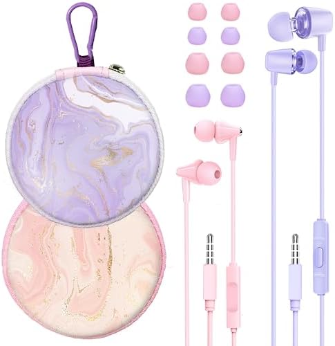 Vibrant Blueviolet Kids Earbuds 3.5 mm Two-Pack with Durable Carrying Case – Premium Wired School Headphones with Comfortable Small Ear Tips and Mini Carabiner for Effortless Portability – Ideal for Young Music Enthusiasts and Active Teens
