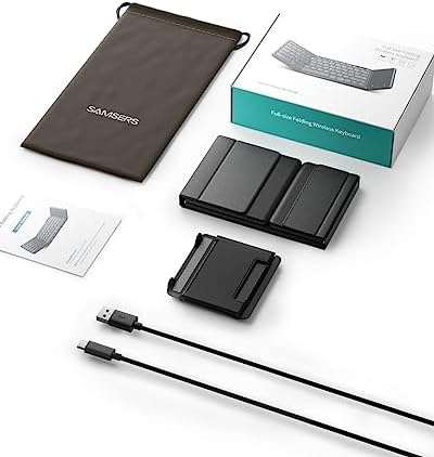 Samsers Portable Foldable Bluetooth Keyboard with Touchpad – Multi-Device Wireless Travel Companion for i OS, Android, Windows & Mac OS – Effortless Workflow with Bluetooth 5.1 and Long Battery Life – Perfect for On-the-Go Professionals
