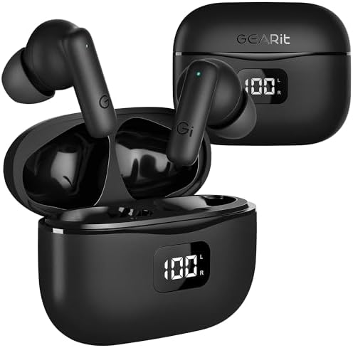 Transform Your Audio Experience with GEARit True Wireless Bluetooth Earbuds – Featuring Cutting-Edge Active Noise Cancellation, Superior HD Sound Quality, User-Friendly Touch Controls, Real-Time LCD Battery Display, Lightning-Fast Bluetooth 5.4 Connectivity, and Up to 20 Hours of Playtime – Perfect for Audiophiles and On-the-Go Professionals Seeking Ultimate Sound Freedom