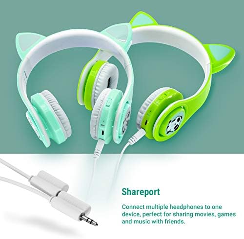 Vibrant Purple Wireless Bluetooth Headphones for Kids with LED Lights – Safe 85 d B Volume Control, Music Sharing Fun, and Long Battery Life – Perfect Over-Ear Headphones for Boys and Girls to Enjoy Music and Learning on the Go