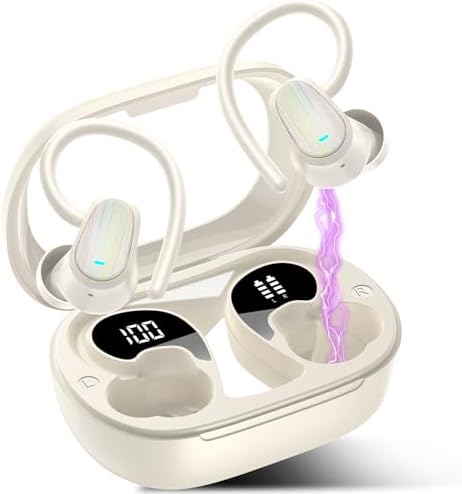Experience the Future of Sound with OYIB Bluetooth 5.4 Wireless Earbuds – Immersive Deep Bass Sport Headphones with IP7 Waterproof Durability, 50-Hour Playtime, and Advanced ENC Microphone for Superior Call Clarity – Perfectly Crafted for Fitness Enthusiasts and Active Lifestyles in Elegant Cream White