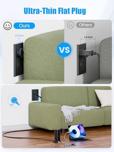 Ultimate Tower Power Strip Surge Protector – 12 AC Outlets & 4 High-Speed USB Ports (2 USB-C) with 6 FT Flexible Extension Cord – Versatile Charging Station for Home, Office, Dorm & Travel (Black) – Unmatched Safety & Space-Saving Design