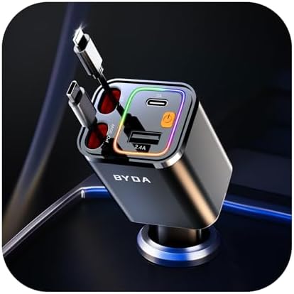 Revolutionary 2025 Micro-Version 4-in-1 Retractable Car Charger – 69 W Fast Charging USB C Adapter for i Phone 16/15/14/13, Samsung Galaxy, i Pad, Pixel – Ultimate Convenience with Tangle-Free Design and Enhanced Compatibility for All Your Devices