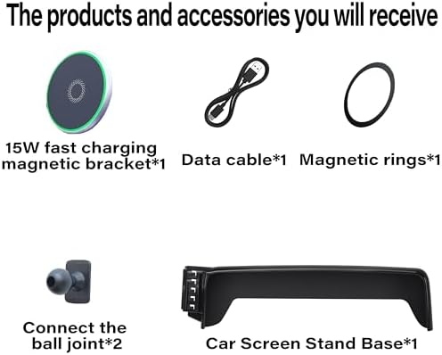Car Phone Holder for VW Atlas 2024 2025/ VW Altas Cross Sport 2024 2025 Accessories Apply to 12 Inch Touch Screen 15W Fast Wireless Charger Screen Fixed Clip Cell Phone Mount Hands-Free – Enhanced Compatibility and Speed