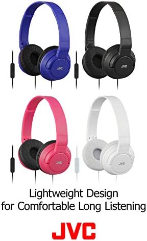 Vibrant Blue JVC HASR185 A On-Ear Headphones – Ultra-Lightweight Foldable Design for Effortless Portability, Built-In Mic for Hands-Free Calls, Exceptional Sound Quality for Music Enthusiasts and Busy Professionals