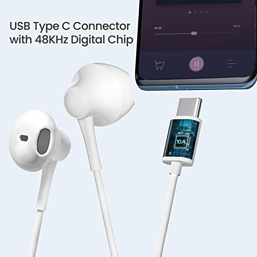 Premium USB C Wired Earbuds 4 Pack – Hi-Fi Stereo Headphones with Built-In Microphone and Remote for Samsung Galaxy S23/S22, i Pad Pro, and Pixel 7 – Exceptional Sound Quality and Ergonomic Comfort for Daily Use