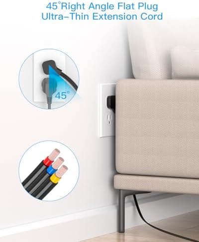 HANYCONY Travel Power Strip with 6 Outlets & 3 USB Ports – 5 ft Flat Plug Extension Cord for Cruise Ships & College Dorms – Space-Saving Wall Mount Design for Ultimate Convenience & Fast Charging Efficiency