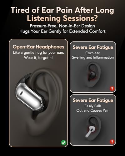 EUQQ Ultra Open-Ear Bluetooth Earbuds – Innovative Bone Conduction Sports Headphones for Unmatched Comfort and Awareness During Fitness, Running, and Workouts – Charcoal – Long Battery Life with Effortless Device Compatibility and Secure Fit