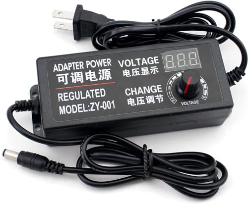 Yetaida Adjustable AC/DC Power Adapter 9 V-24 V 3 A with Digital LCD Display – Ideal Electric Supply for LED Strips and Household Devices, Compact 5.5 x 2.5 mm Connector for Ultimate Versatility and Performance Monitoring
