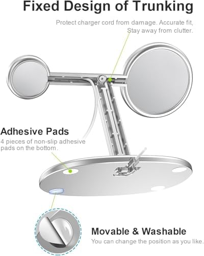 EWA 2-in-1 MagSafe Charging Stand for iPhone 16/15/14/13/12 & Apple Watch Series, SE, Ultral Ergonomic Viewing Angle, Non-Slip Base, Universal Compatibility (Chargers Not Included) – Black – Enhanced Compatibility and Speed