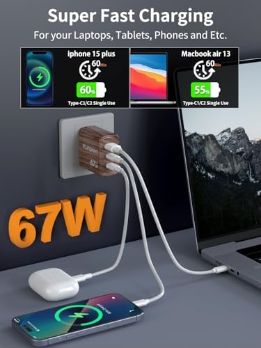67 W Ga N Fast USB C Charger Block – 3-Port Compact Power Adapter for Universal Device Charging, PD 3.0 & PPS Support, Foldable Travel Charger for Mac Book Pro/Air, i Phone 16/15 Pro Max, Dell XPS, Galaxy S24/S23/S21 – Ultimate Speed & Compatibility