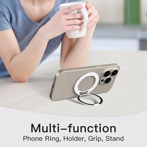 Advanced COOLQO 2-Pack 360° Rotating Phone Grip Ring Stand – Premium Magnetic Holders for Stress Relief & Enhanced Smartphone Stability – Universal Fit for All Devices – Elegant Silver Design for Car & Desk Use