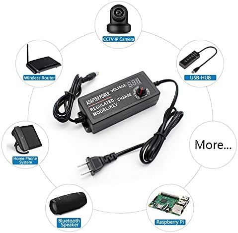 Yetaida Adjustable AC/DC Power Adapter 9 V-24 V 3 A with Digital LCD Display – Ideal Electric Supply for LED Strips and Household Devices, Compact 5.5 x 2.5 mm Connector for Ultimate Versatility and Performance Monitoring