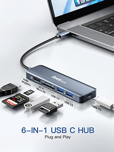 Revolutionize Your Workspace with the dockteck 5-in-1 USB-C Hub Multiport Adapter – 4 K HDMI, Dual SD/TF Card Slots, and 2 High-Speed USB 3.0 Ports for Mac Book Pro, Air, i Pad Pro, and XPS – Unmatched Versatility and Rapid File Transfers